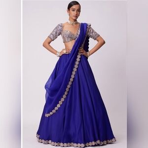 Persian blue hand embroidered lehenga choli set